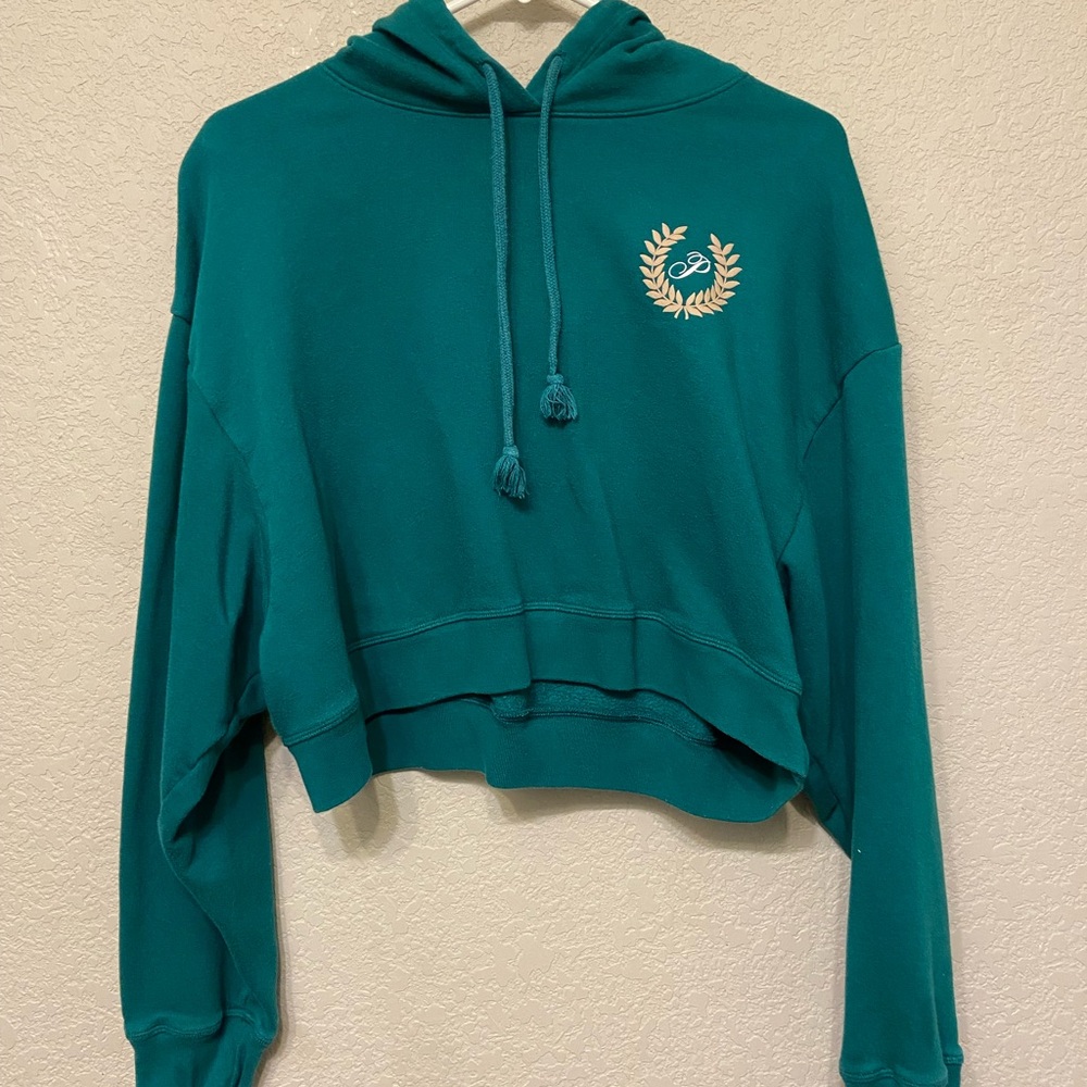 PINK Victoria's Secret Teal Hoodie with Embroidered Logo